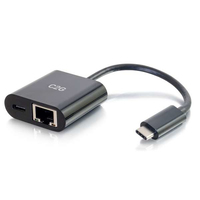 C2G USB C to Ethernet Adapter With Power Delivery - Black - Network Adapter
