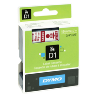 DYMO D1 Standard - Red on White - 19mm