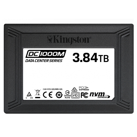 Kingston 3.84TB (3840GB) DC1000M SSD 2.5 Inch 7mm, U.2, NVMe, PCIe 3.0 (x4), 3100MB/s R, 2700MB/s W