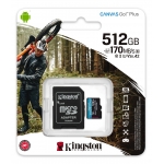 Kingston 512GB Canvas Go Plus Micro SD (SDXC) Card U3, V30, A2, 170MB/s R, 90MB/s W