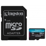 Kingston 64GB Canvas Go Plus Micro SD (SDXC) Card U3, V30, A2, 170MB/s R, 70MB/s W