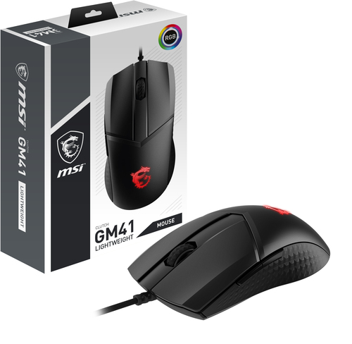 MSI CLUTCH GM41 LIGHTWEIGHT RGB FPS Gaming Mouse 'upto 16000 DPI Fast Optical Sensor, 65g weight, Frixion Free Cable, Symmetrical design, OMRON Switch with 60+ Million Clicks, Dragon Center Supported, NVIDIA REFLEX Compatible'