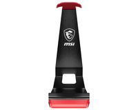 MSI HS01 Gaming Headset Stand 'Black with Red, Solid Metal Design, non slip base, Cable Organiser, Supports most headsets, Mobile holder'